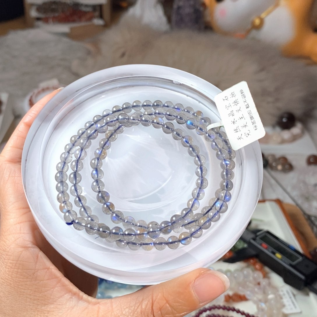 【闪购商品】水晶手链未镶嵌灰月光多圈5.2mm