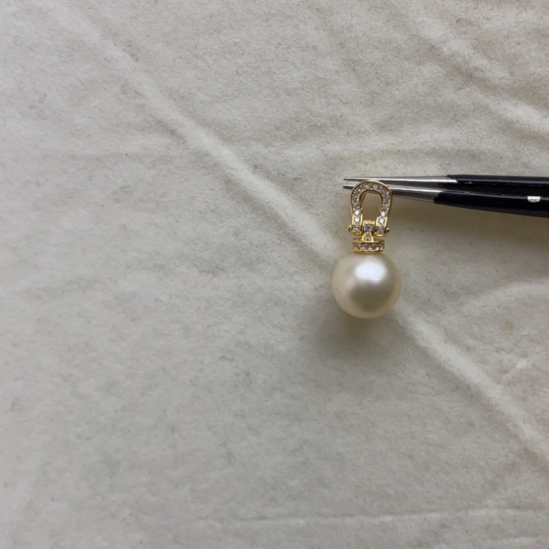 银S925镶嵌海水珍珠吊坠(不含链)