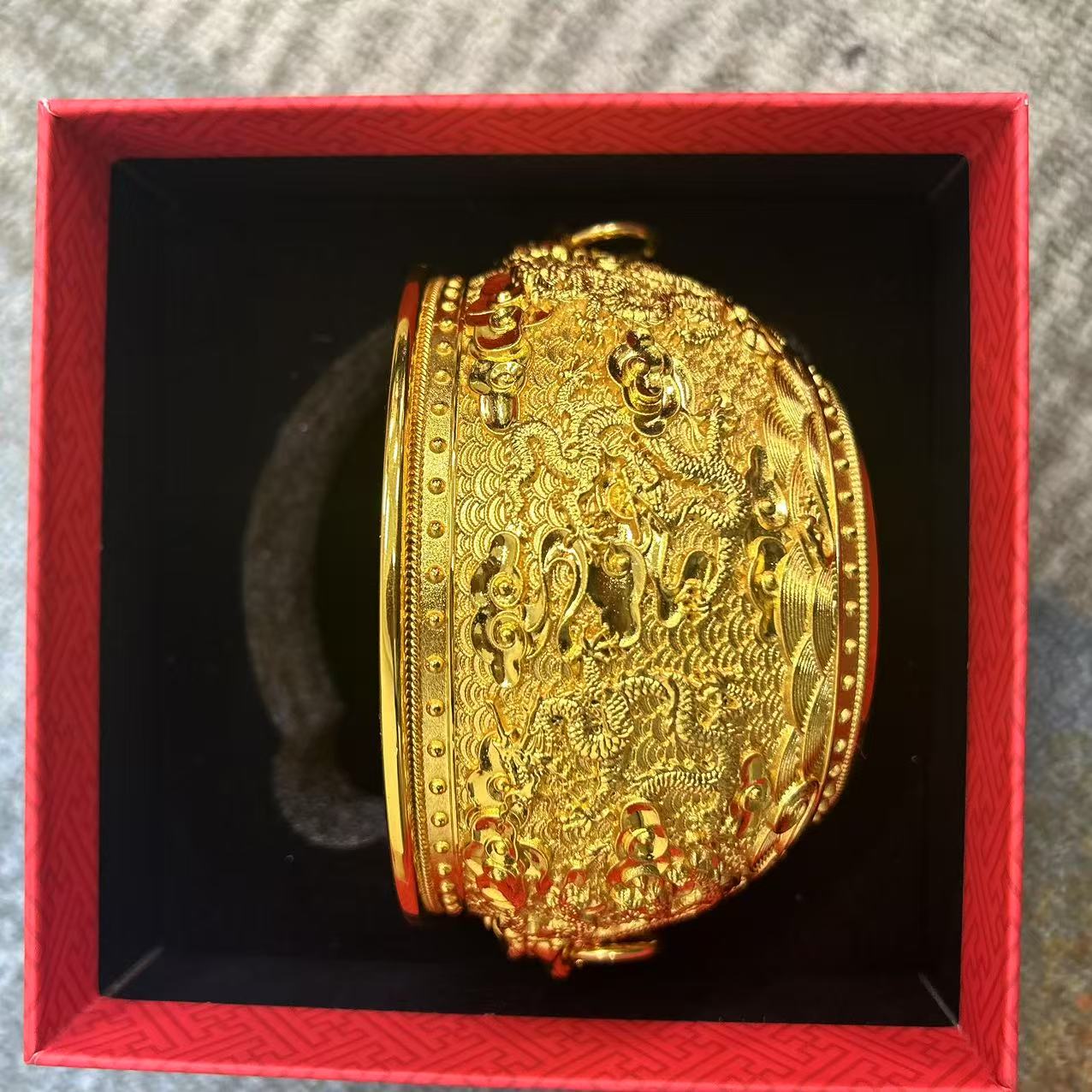 宫造花丝镶嵌錾刻龙凤金海装饰摆件