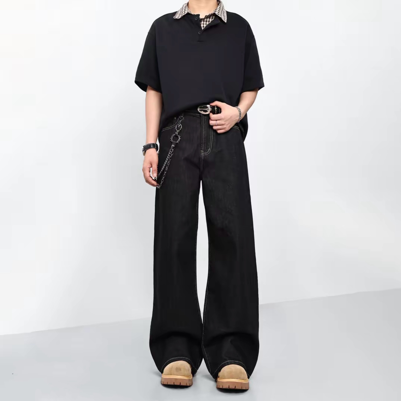 【XINOVA】小个子脱浆原牛赛络纺微喇版型原色百搭不褪色牛仔裤