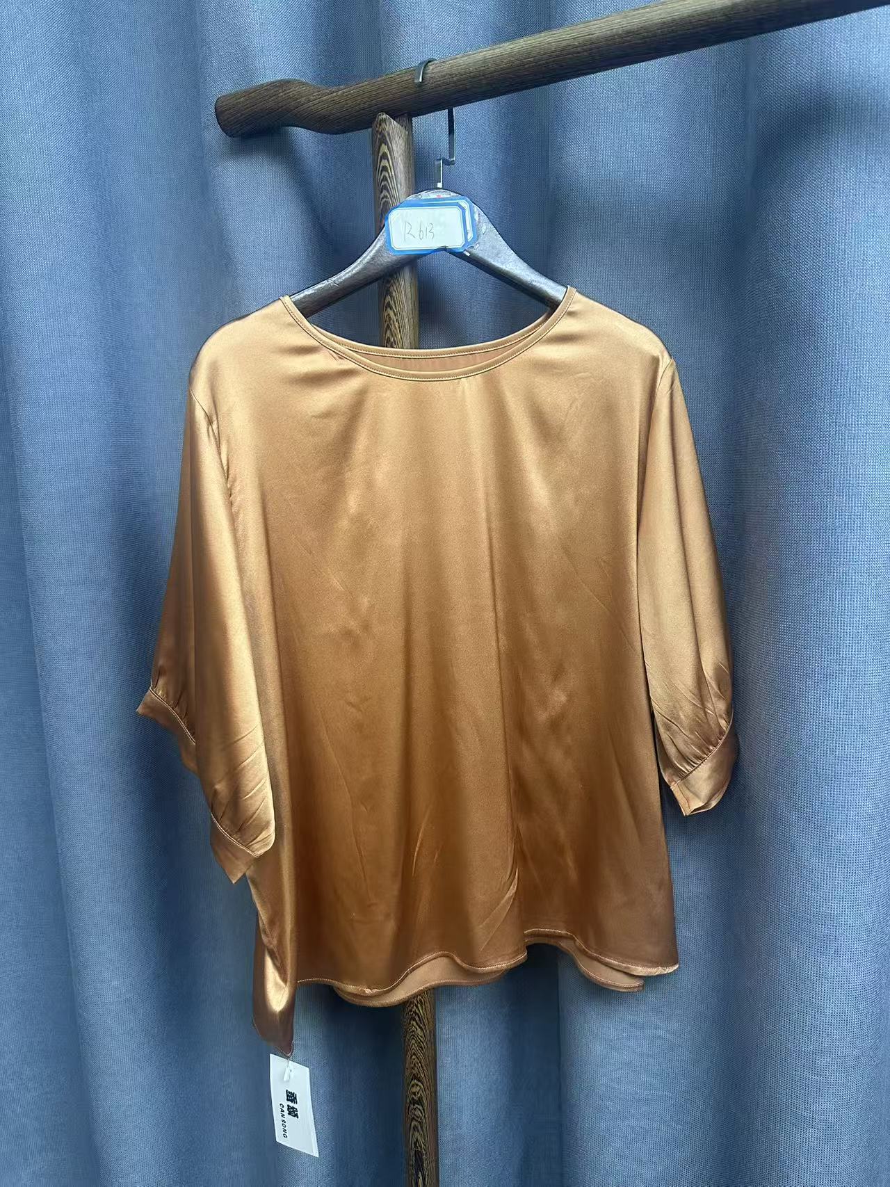 （瑕疵）2025秋季新款简约百搭桑蚕丝双乔上衣女R613