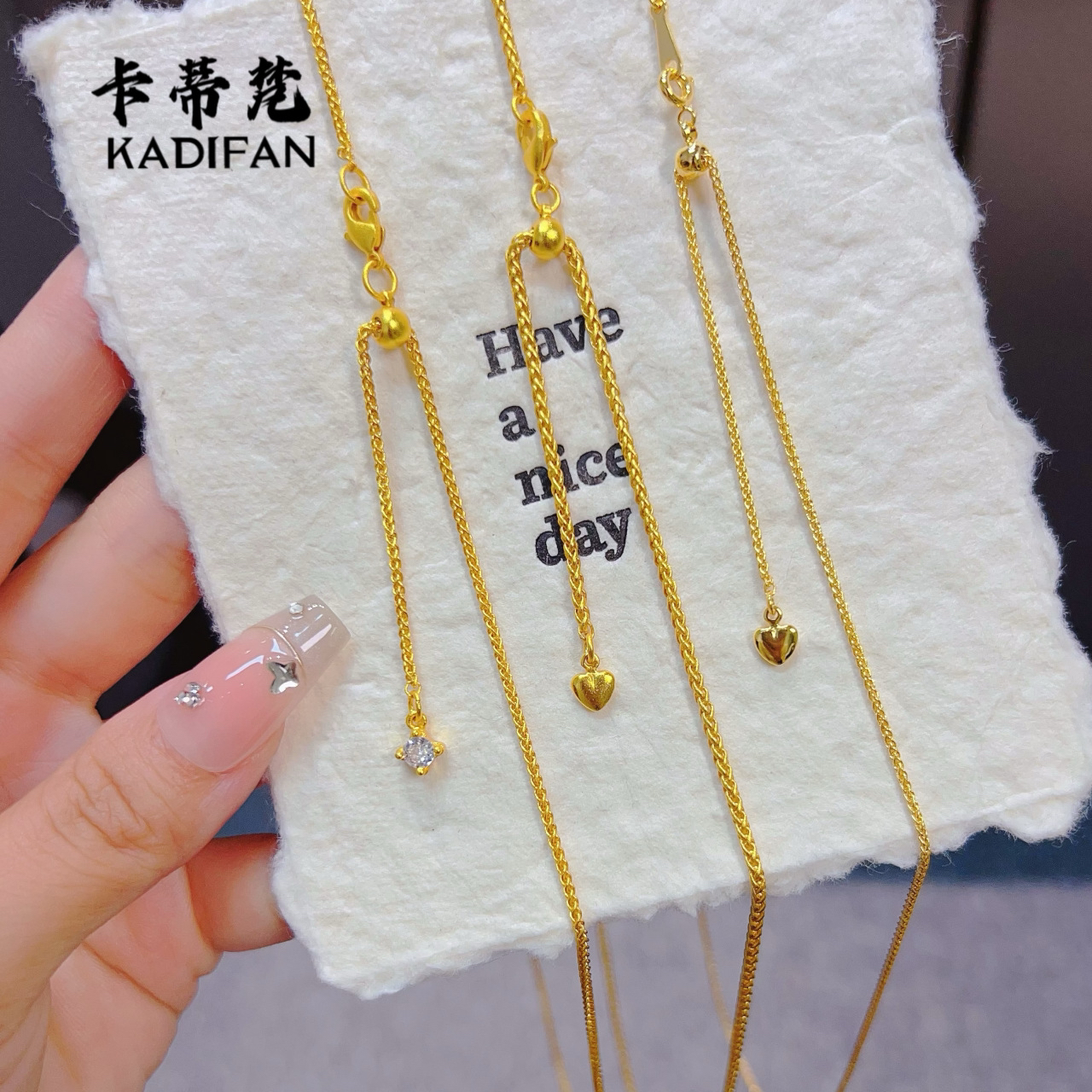 金店同款抽拉可调节万能肖邦链高保色星芒锁骨链万能链