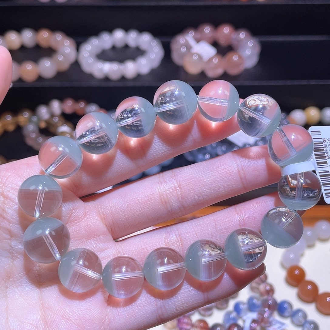 水晶手链未镶嵌翠幽灵手链，晶体通透13.8