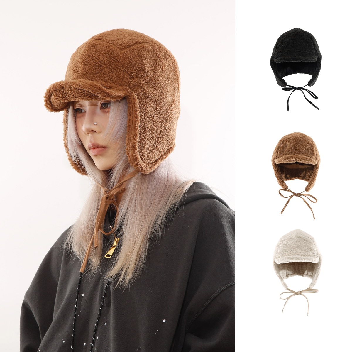 BEAMLIFE25AW秋冬毛茸茸加厚保暖冬季帽子男女护耳雷锋帽飞行帽潮