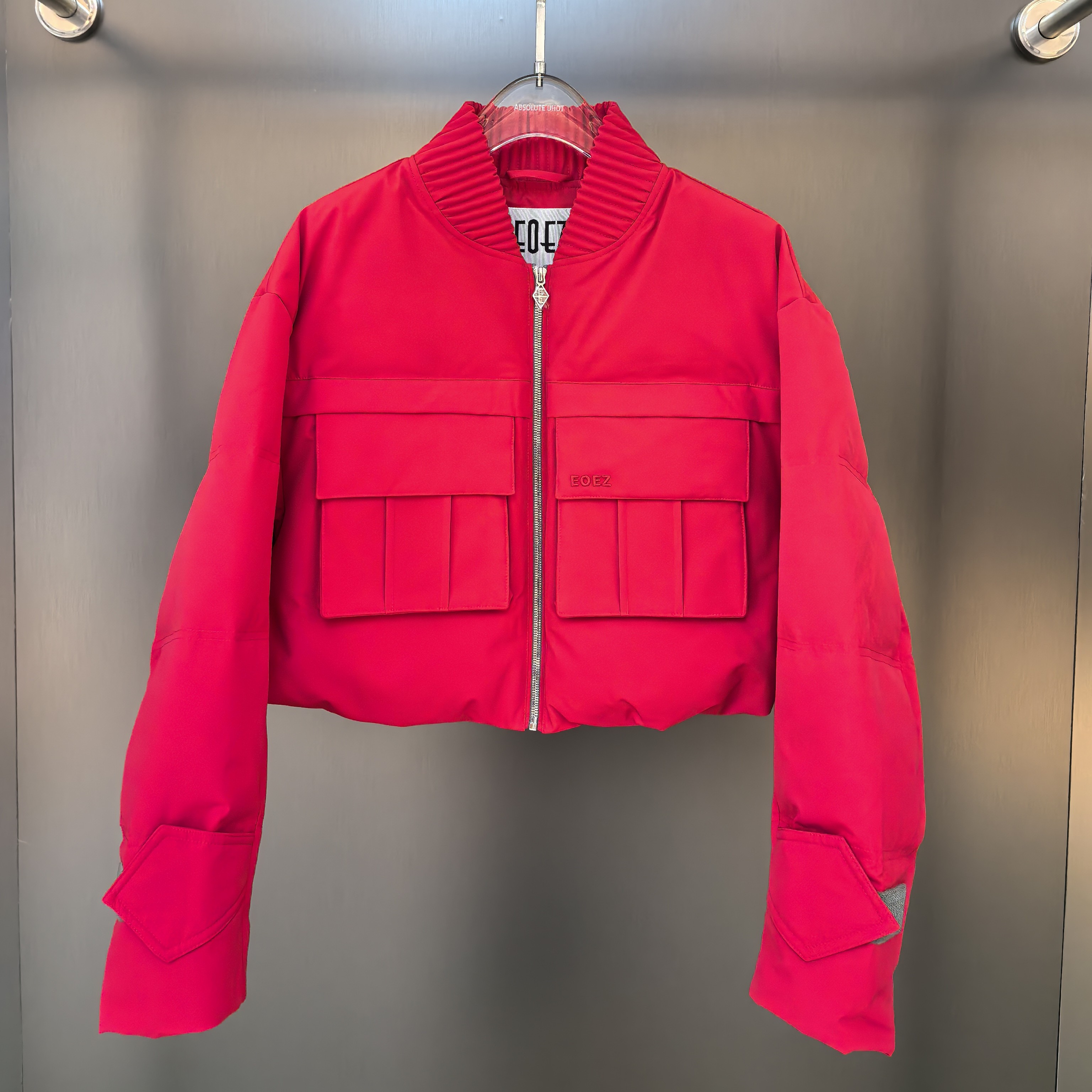 EOEZ鹅绒服2025冬季新款EZY7068 红色短款羽绒服鹅绒服外套