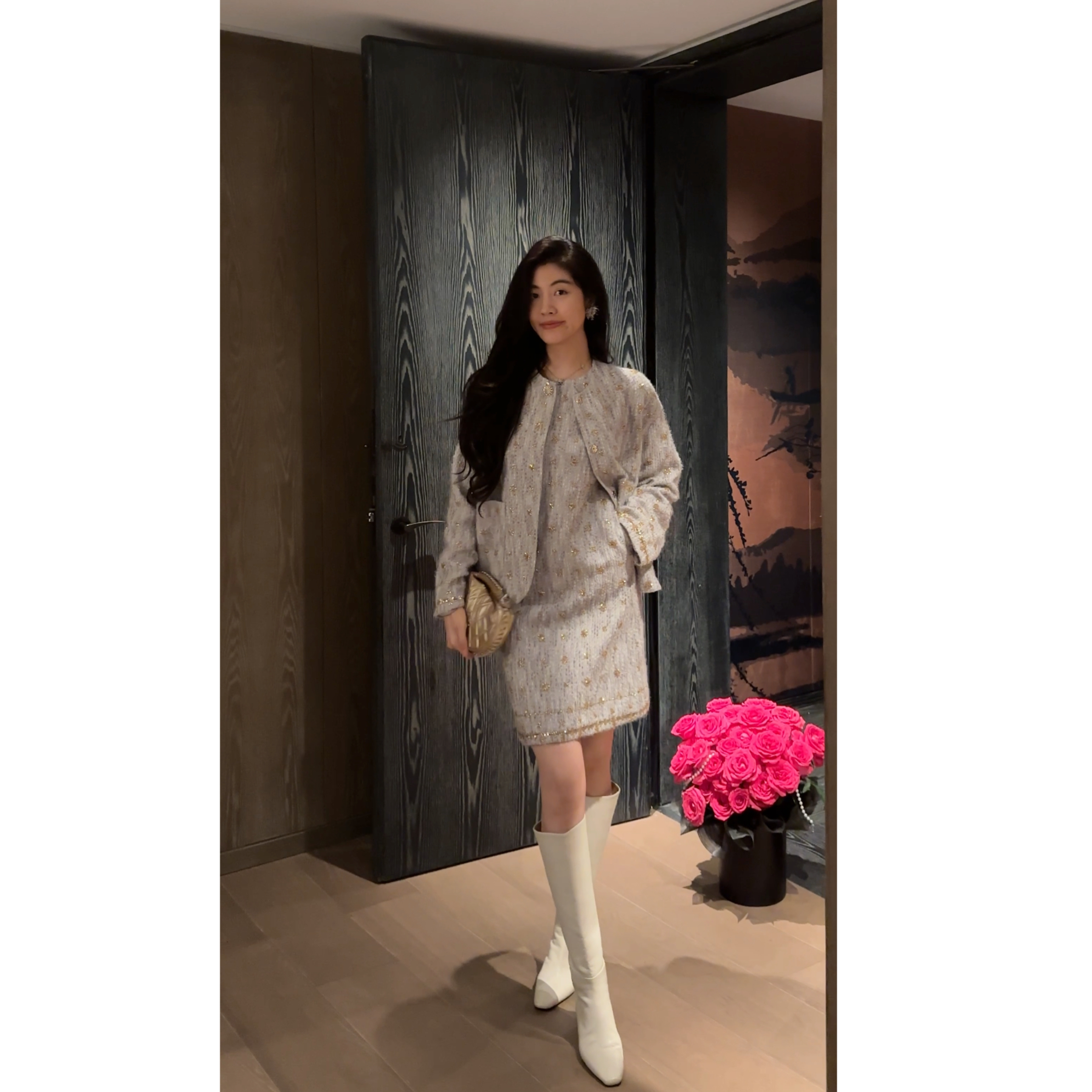【N·COU】25冬新款【绝版美丽】小香风轻奢重工外套套装DY23257