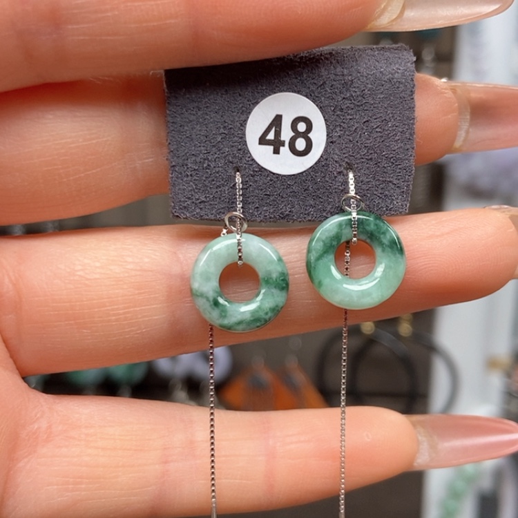 【闪购商品】翡翠耳饰银S925镶嵌耳饰