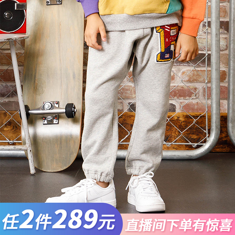 BREEZEsquare丨美式休闲字母植绒贴布印花毛圈棉儿童卫裤R420093