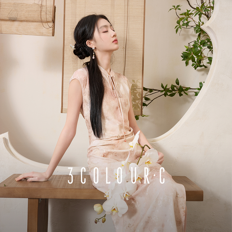 大瑶专属0067三彩【月华如水】新款新中式连衣裙D402GC10GL20dbx