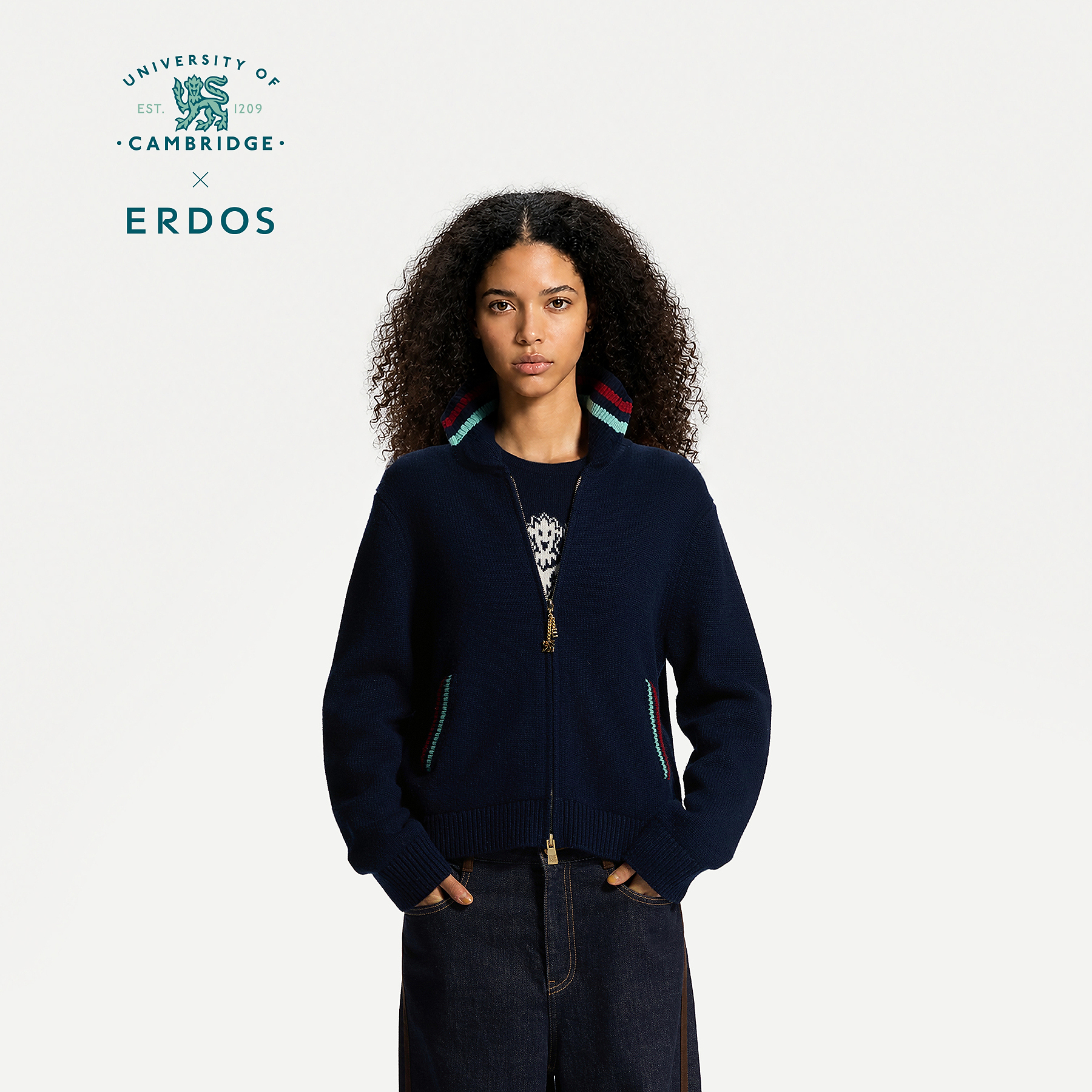 ERDOS×剑桥大学联名系列 26秋冬新品小翻领女士飞行员夹克外套