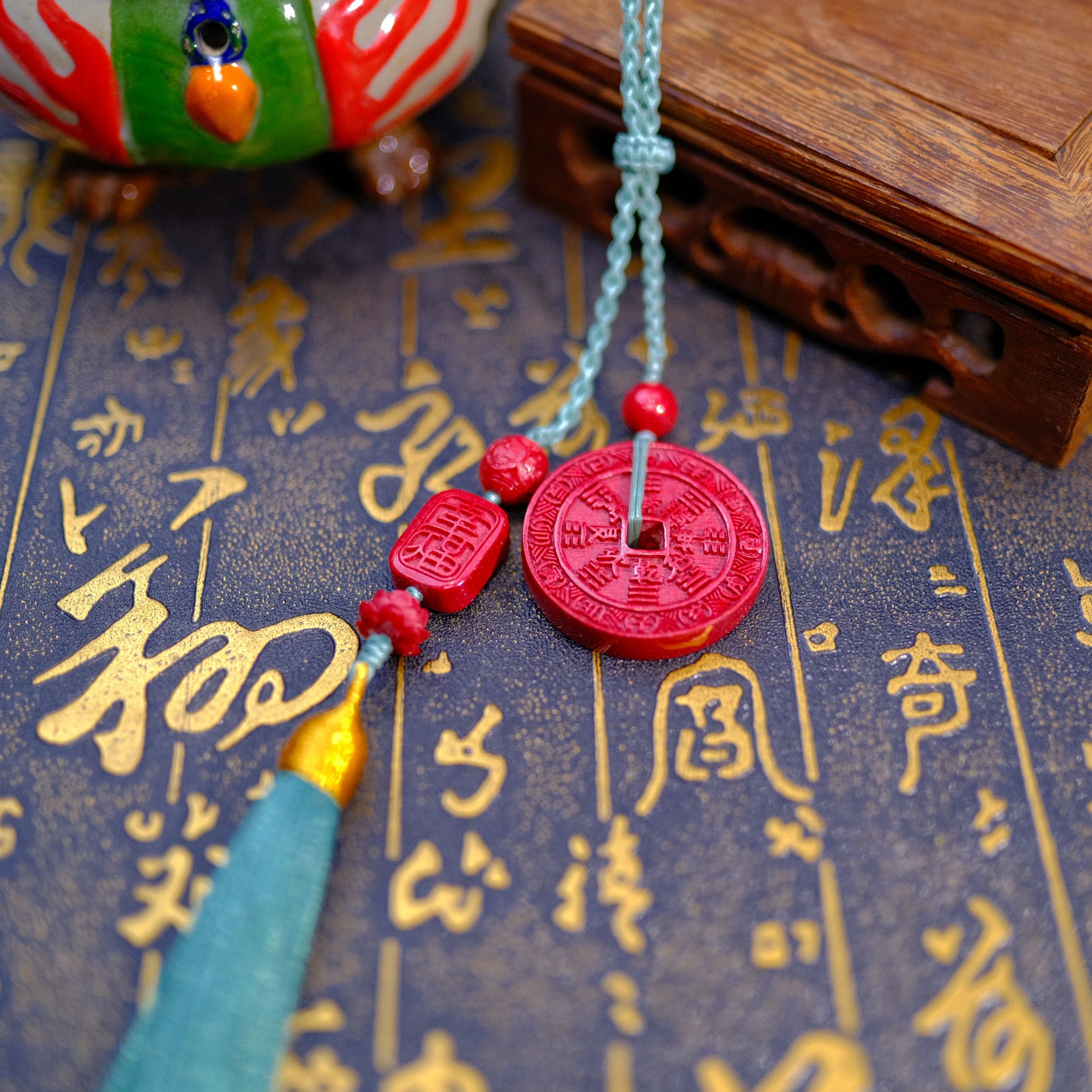 含辰砂工艺品【天然朱砂晶体颗粒】红晶砂山鬼花钱钱到家包挂车挂