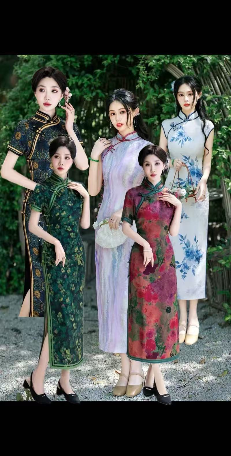 【撤柜品孤品4】爆款旗袍重工缝制.高腰式底开叉 