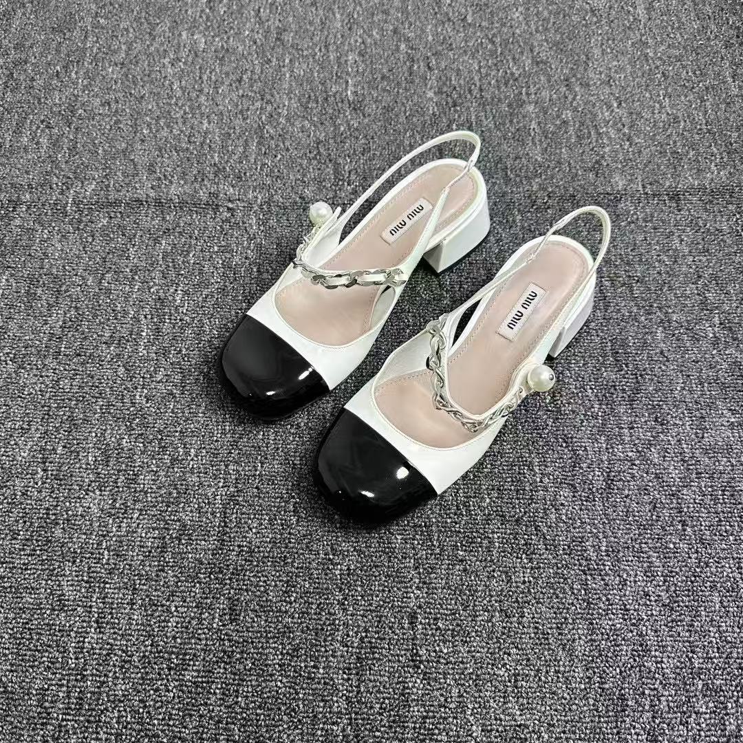 99新 MIU MIU/缪缪 /葡萄籽奢潮/漆皮珍珠高跟鞋/36码