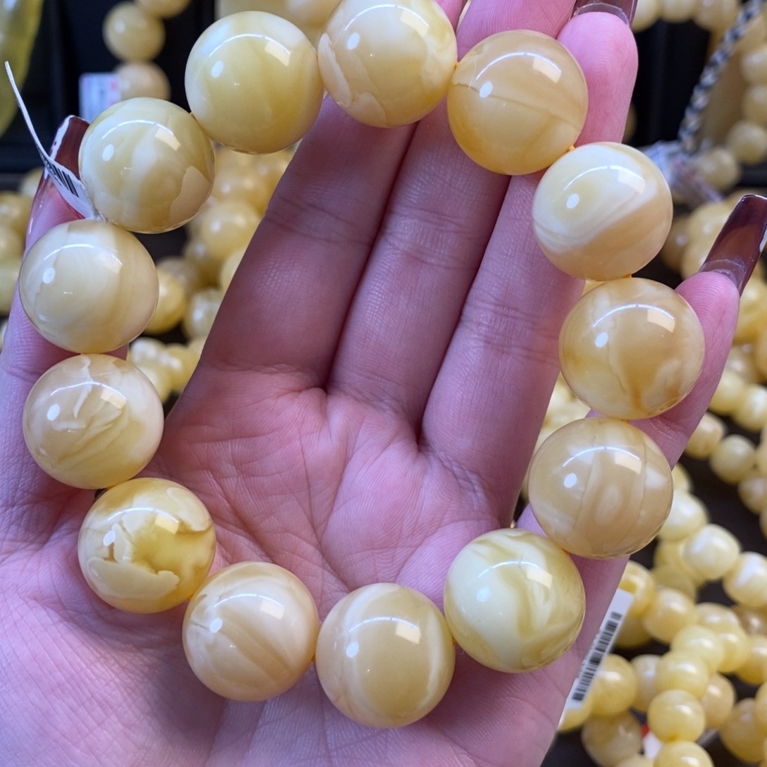 蜜蜡裸石未镶嵌粉咖同料18