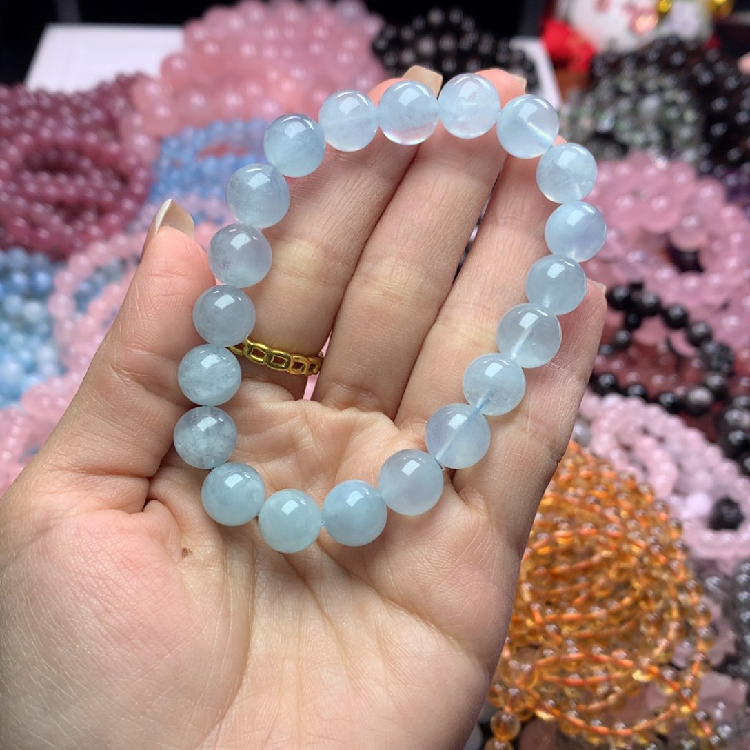 水晶手链未镶嵌海蓝宝卡10+