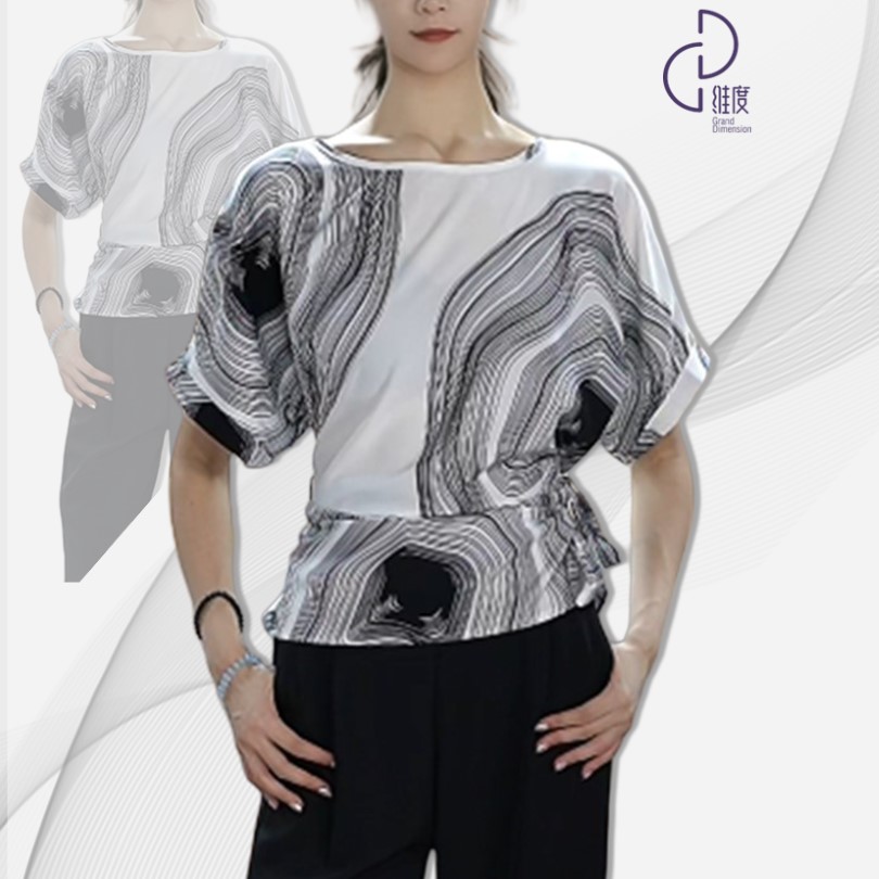 【维度舞服】S24轻舞服雪纺锻摩登舞上衣无底档无胸垫