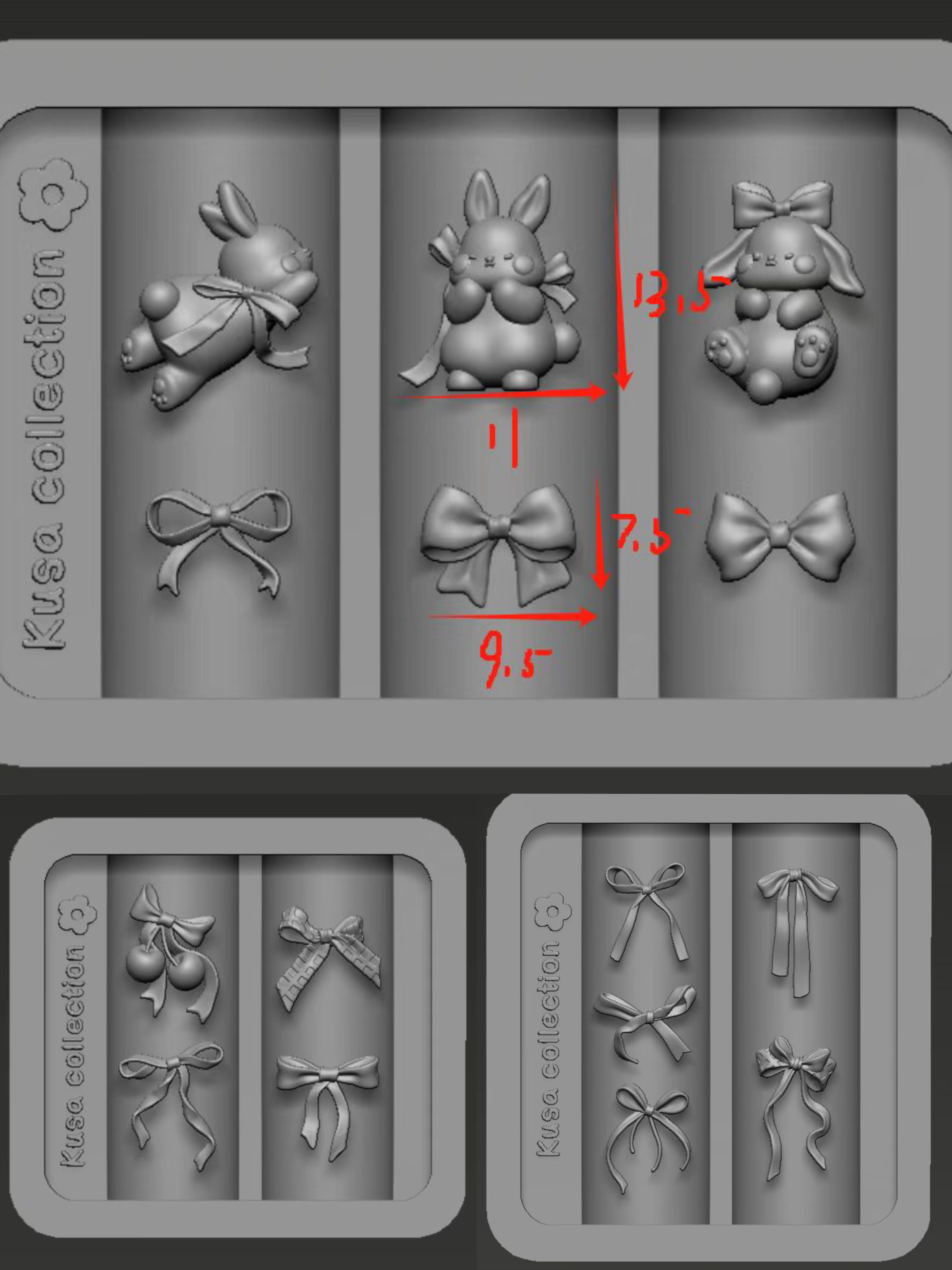 Kusacollection实用蝴蝶结兔子模具