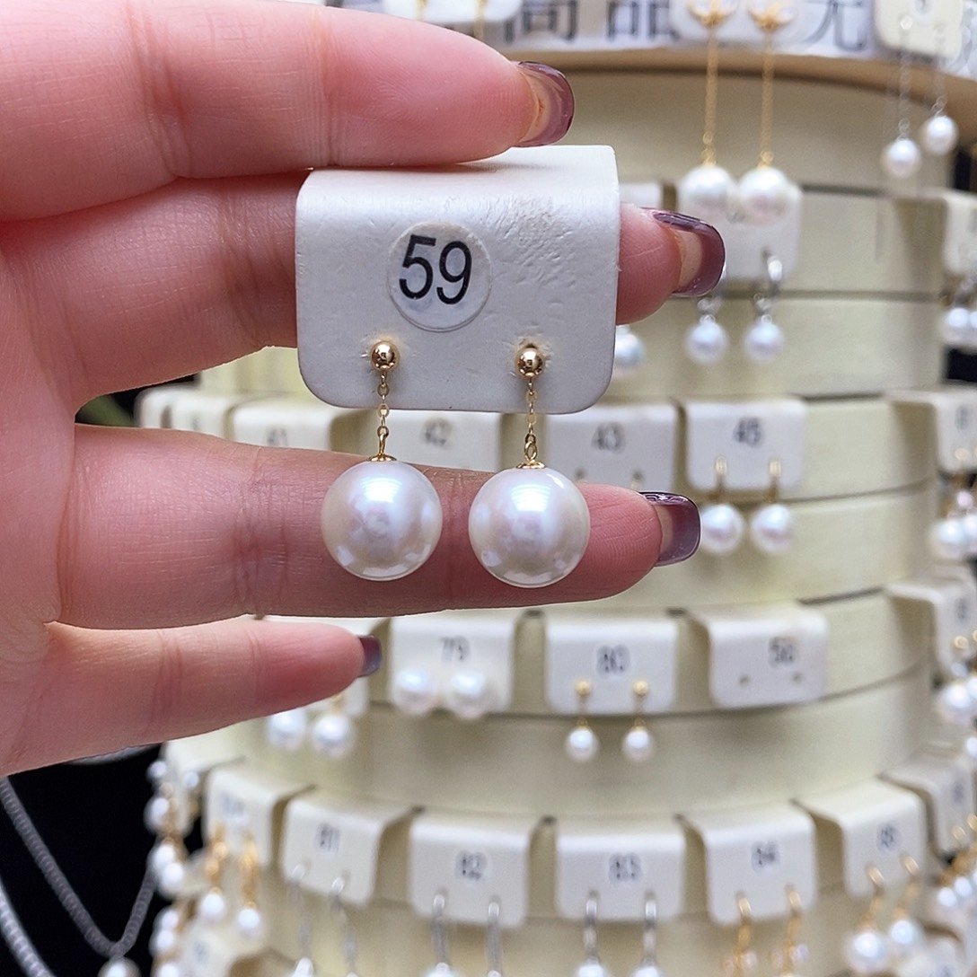 淡水珍珠耳饰18K金镶嵌