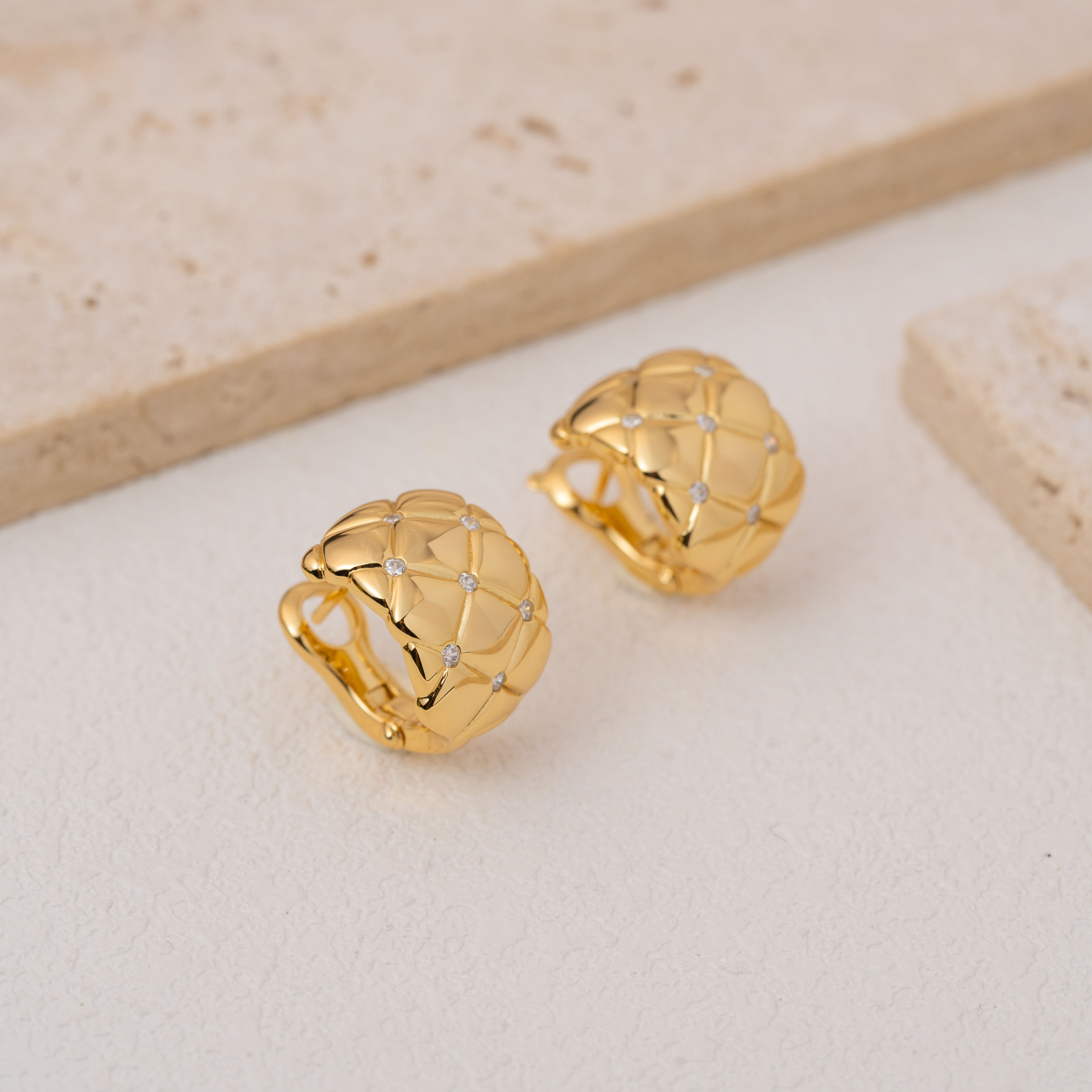 925银耳饰 菱格间钻耳环925（多样性发其一）