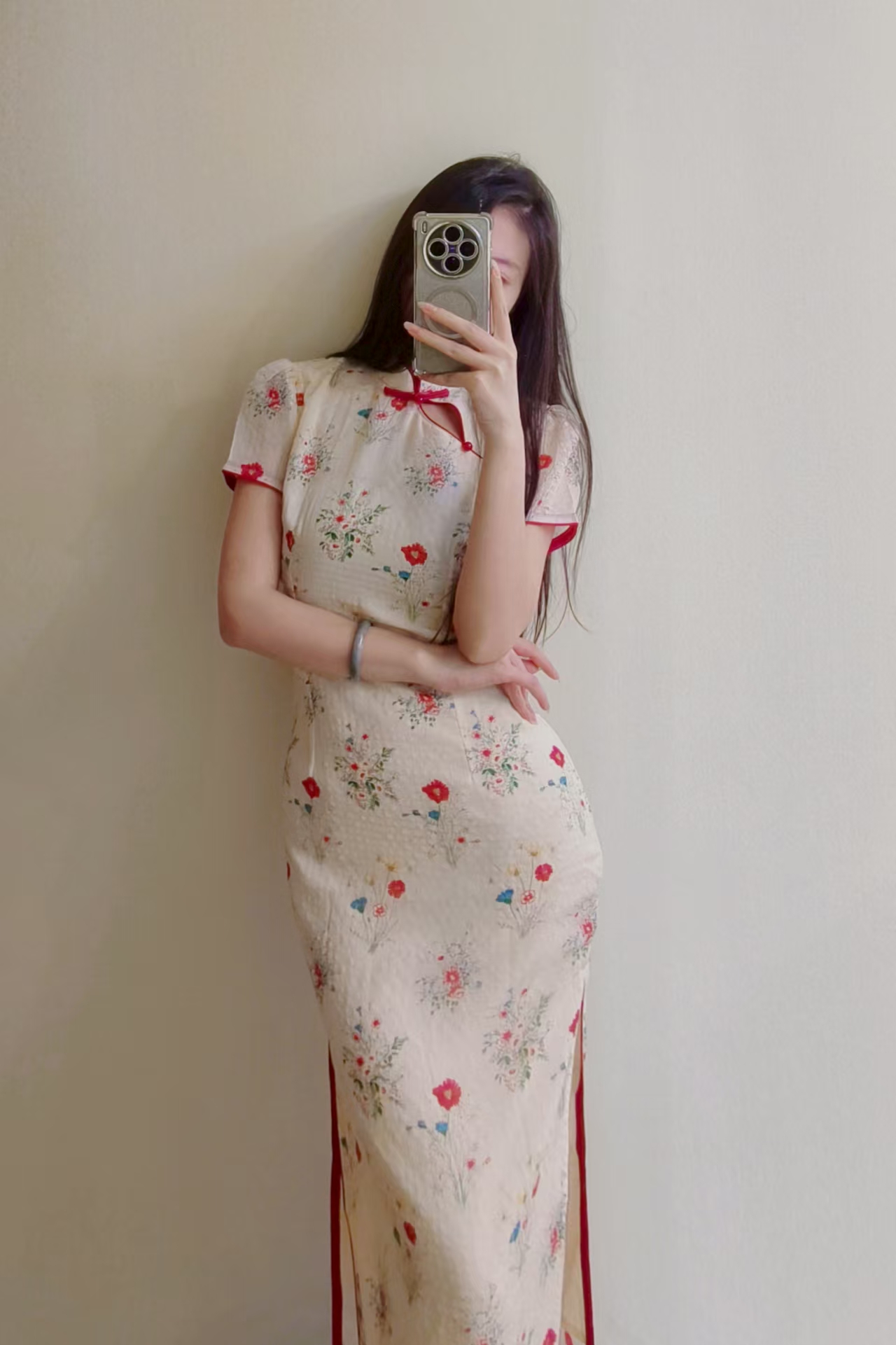 姑苏绮梦【夏末】夏季田园风中长低领碎花薄款旗袍新中式G342