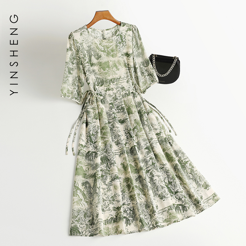 香云纱真丝连衣裙女【国风古韵】桑蚕丝中长款裙子宽松2025夏装新款