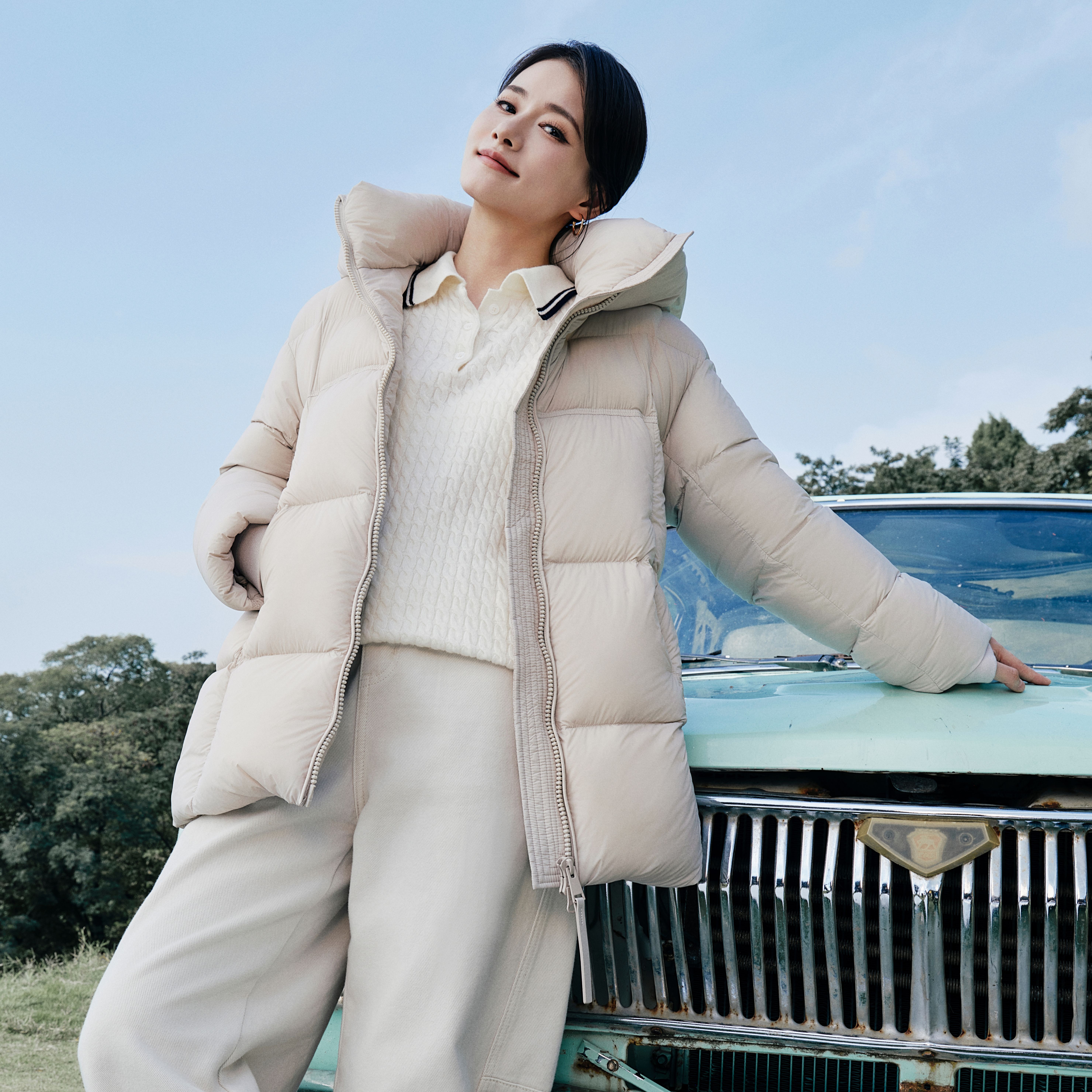 【官方】坦博尔冬女新款一手长羽绒服流光风泡芙连帽时尚外套582Z