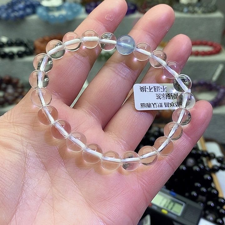 水晶手链未镶嵌AA白水晶8+