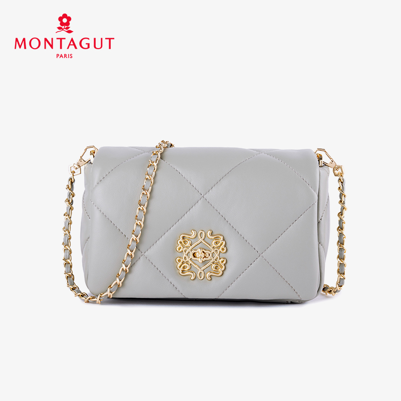 Montagut/梦特娇【夏日爆款】羊皮翻盖包女士轻奢小香风欧若风包