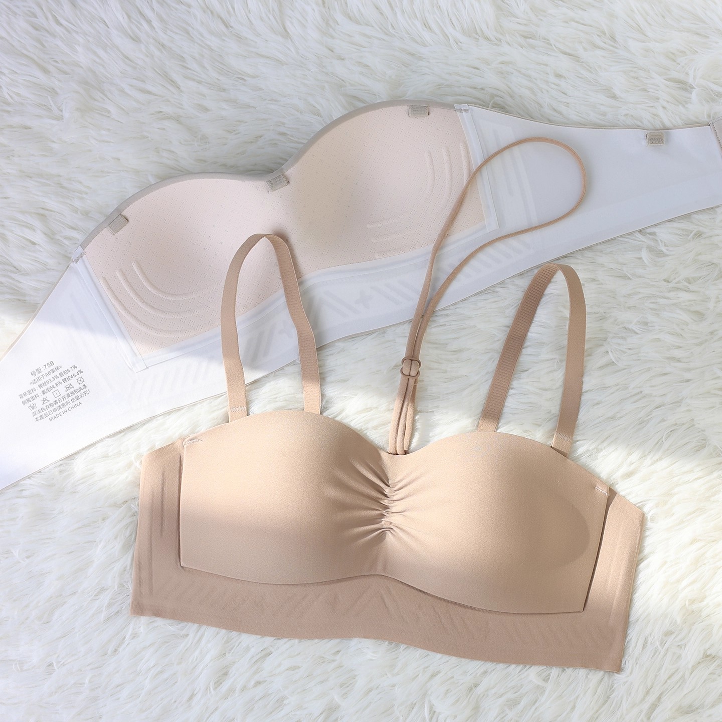 薄款聚拢多穿法文胸褶皱设计美背舒适无痕上托内衣调整型小胸显大