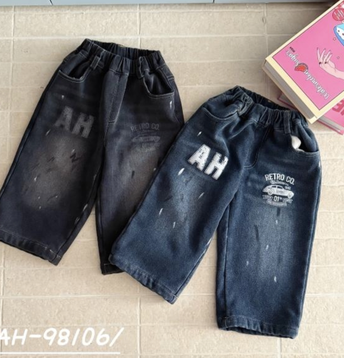 【NO退NO换】AH·2025冬特 甩点印花加绒牛仔裤 A98106