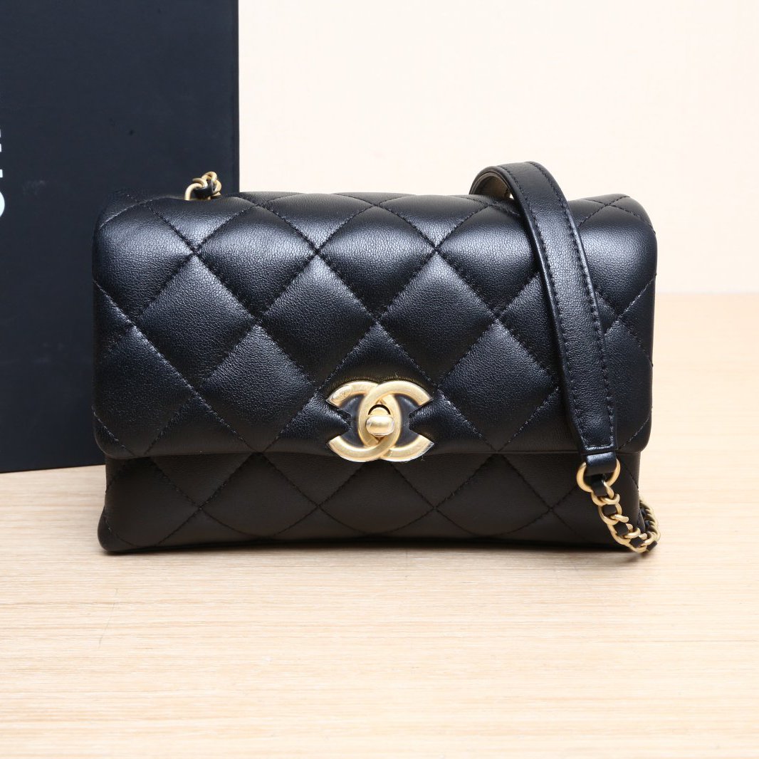 99新 Chanel/香奈儿 小花姑姑742026CF 24A 大mini 黑色包