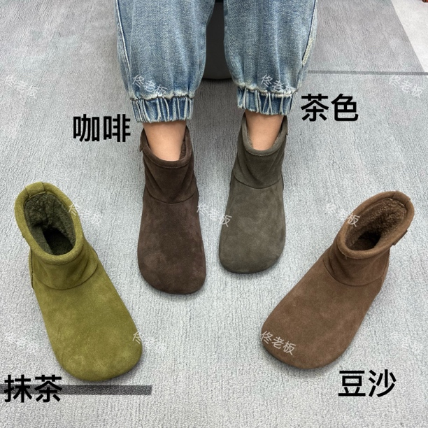 108089 纯皮软底棉里时尚洋气百搭复古休闲雪地靴