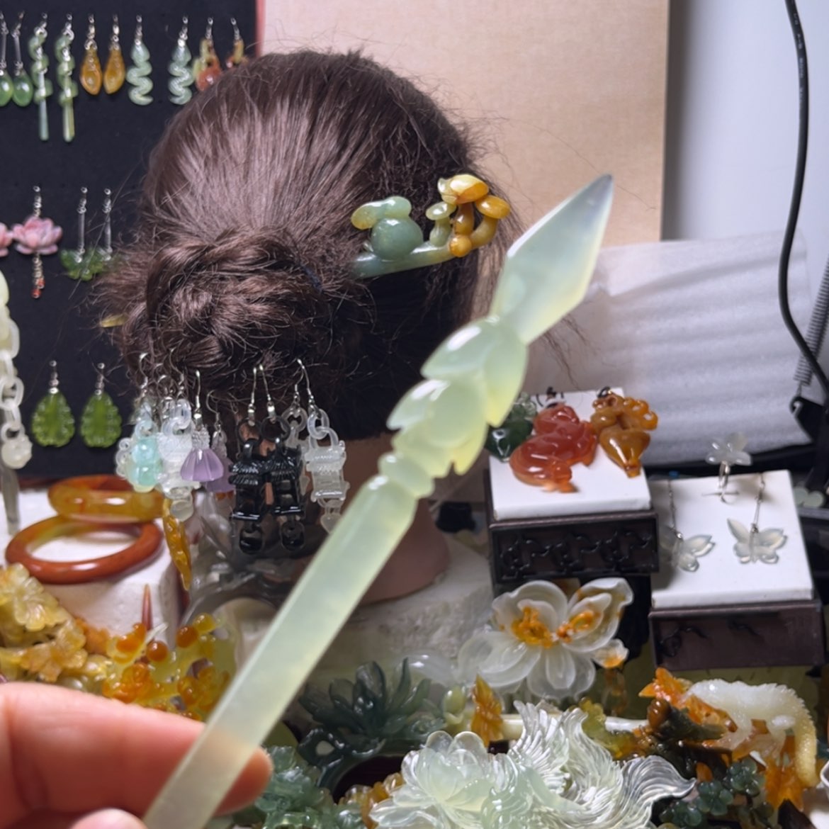 【闪购商品】未镶嵌蛇纹石玉发饰