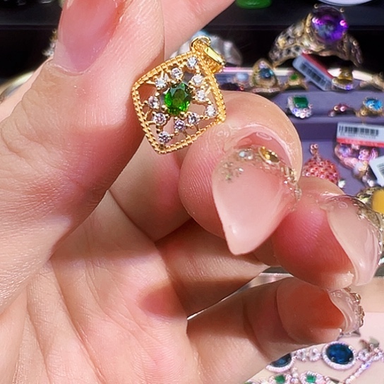 透辉石透辉石银S925镶嵌