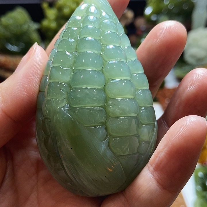 蛇纹石玉合金摆件雨*