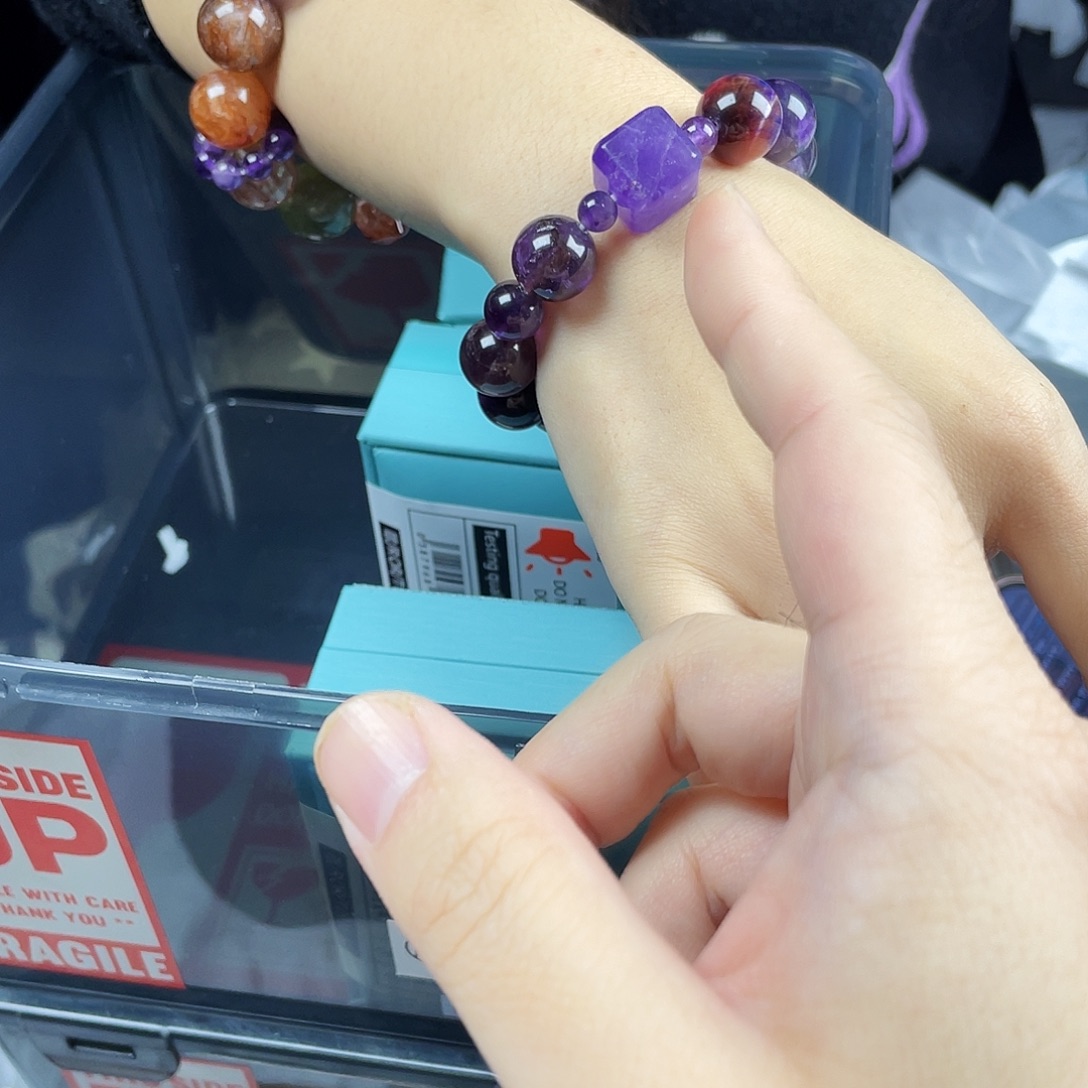 黄晶银S925镀金镶嵌手串