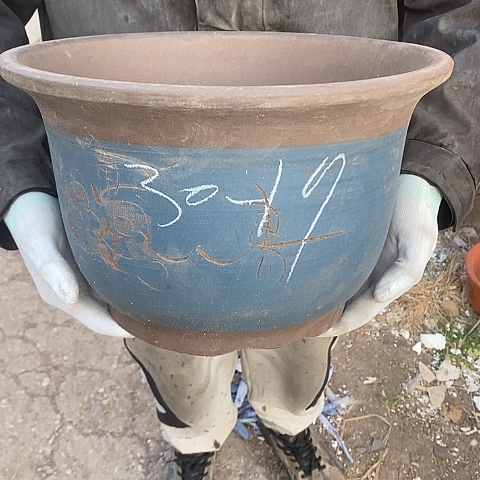 紫砂，中国宜兴紫砂花盆，