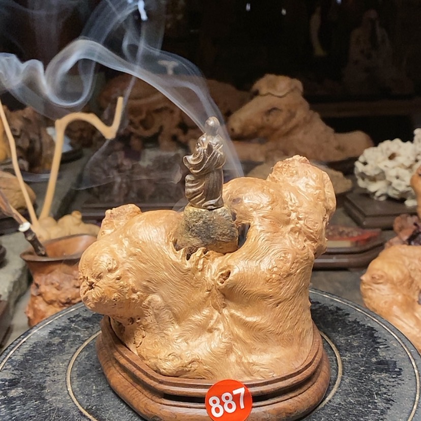 【闪购商品】887号荔枝木香炉工艺