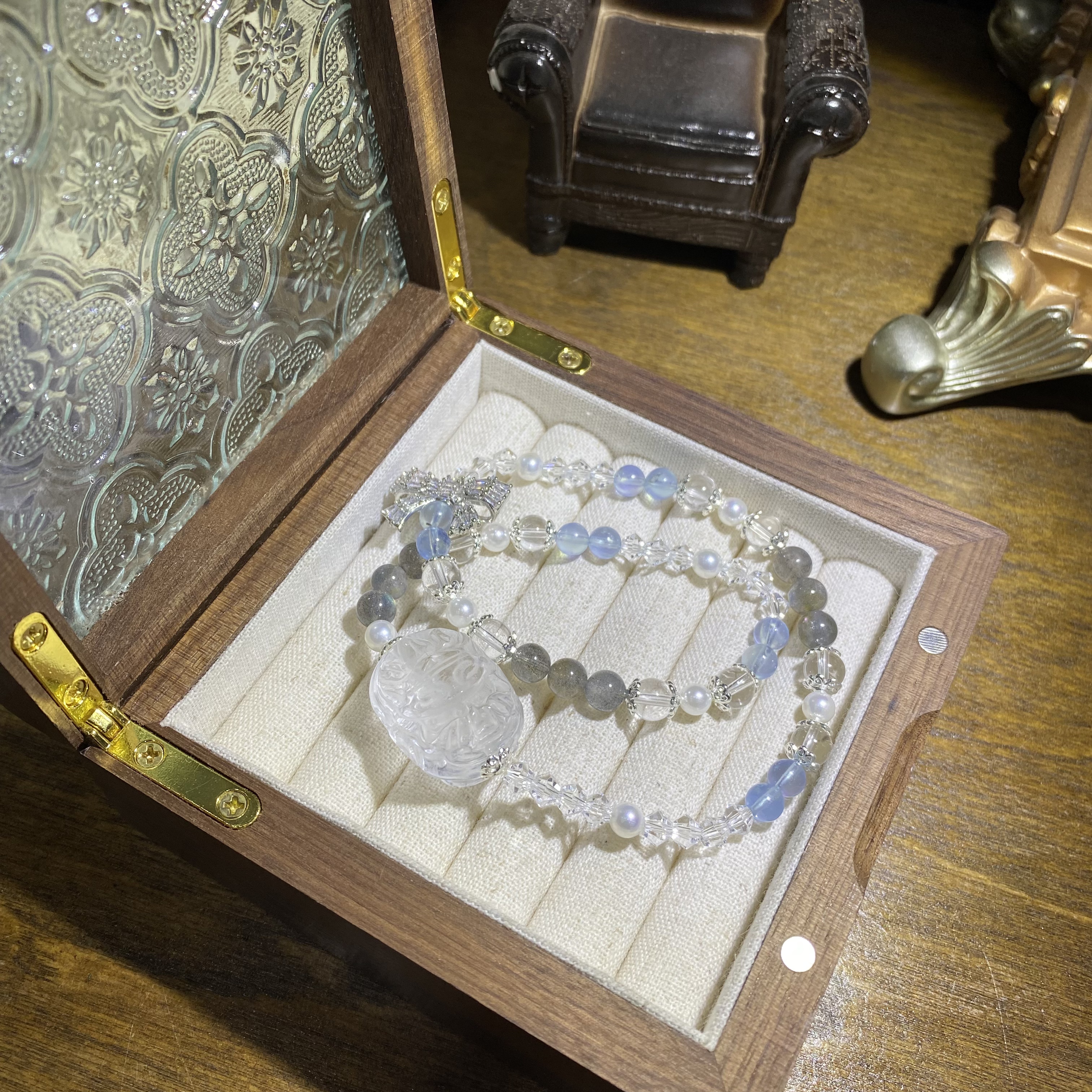 天然高品质白水晶多宝九尾狐多圈-多样性发其一X53