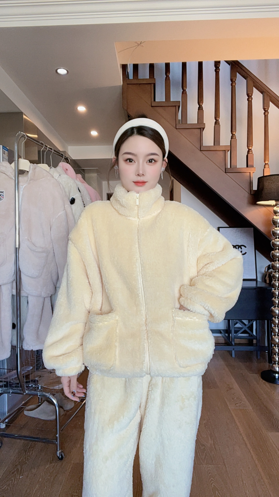 男女同款秋冬新款加绒加厚家居服套百搭时尚质宽松睡衣可外穿