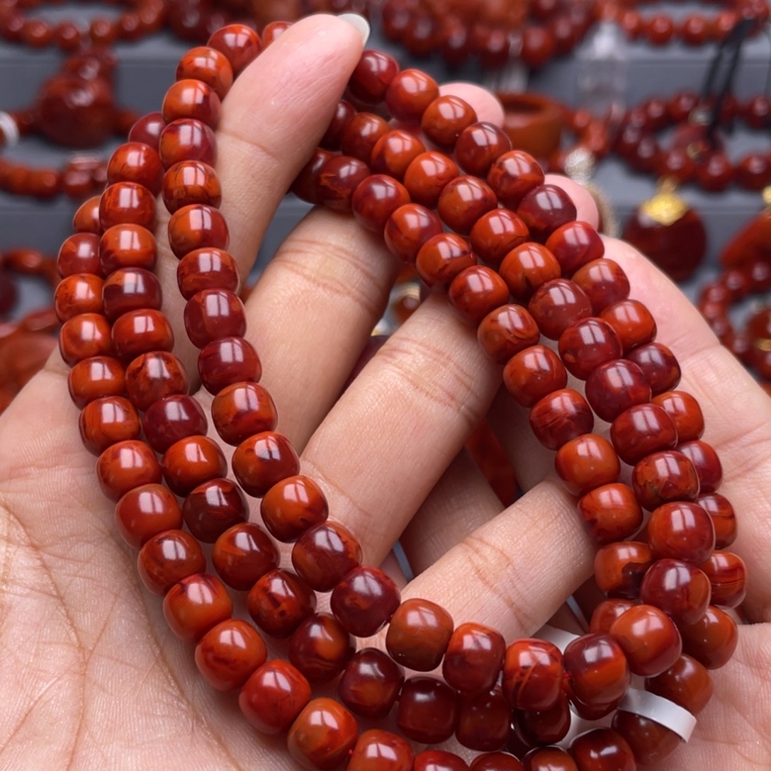 南红玛瑙未镶嵌珠宝奇石多圈8mm