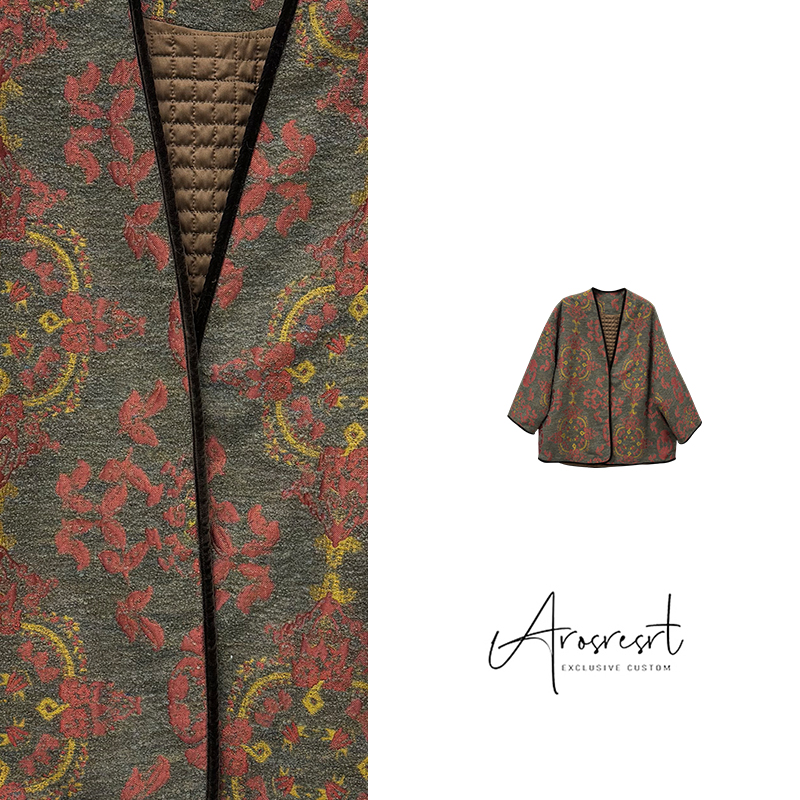 【复古奶奶服】2025秋冬新款国潮新中式国风圆领上衣提花