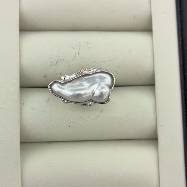 戒指银S925镶嵌海水珍珠