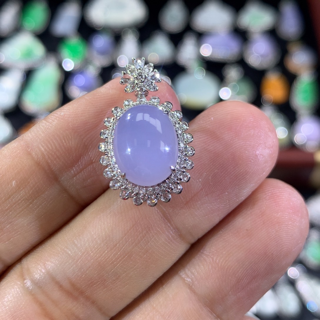 翡翠18K金镶嵌吊坠(不含链)