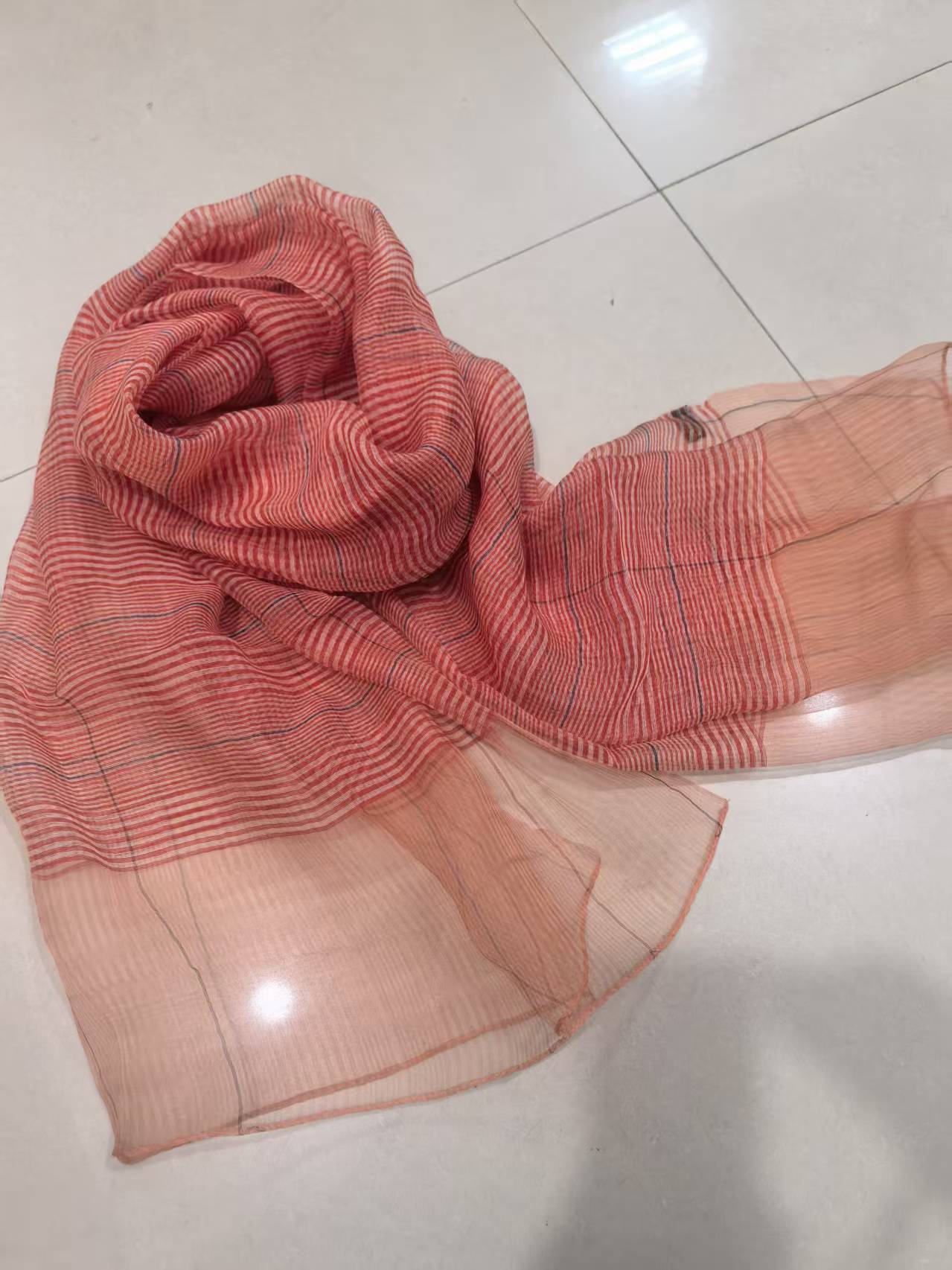 C218 细条格 桑蚕丝羊毛围巾披肩时尚百搭秋冬保暖