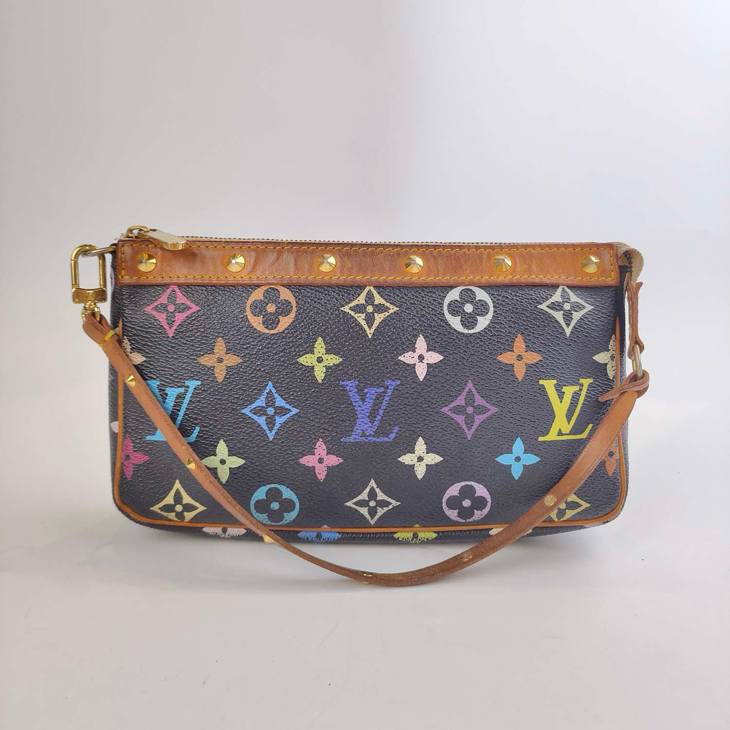 95新 LouisVuitton/路易威登 黑三彩 金扣 腋下包/0728