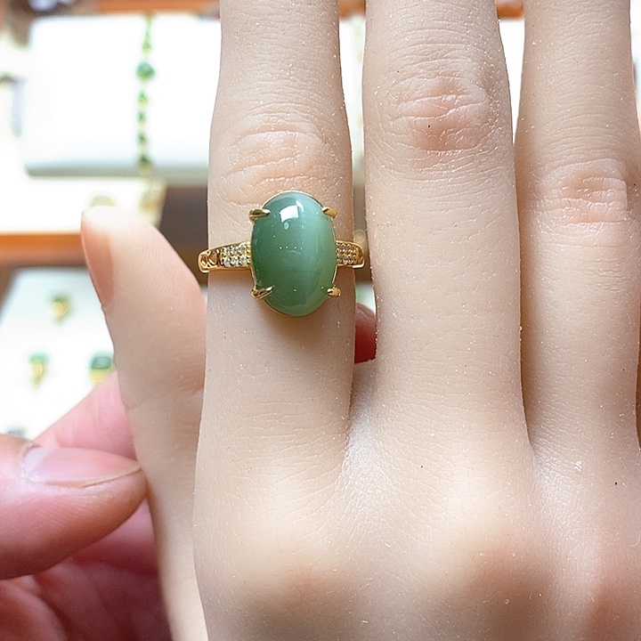 和田玉戒指银S925镶嵌十*星