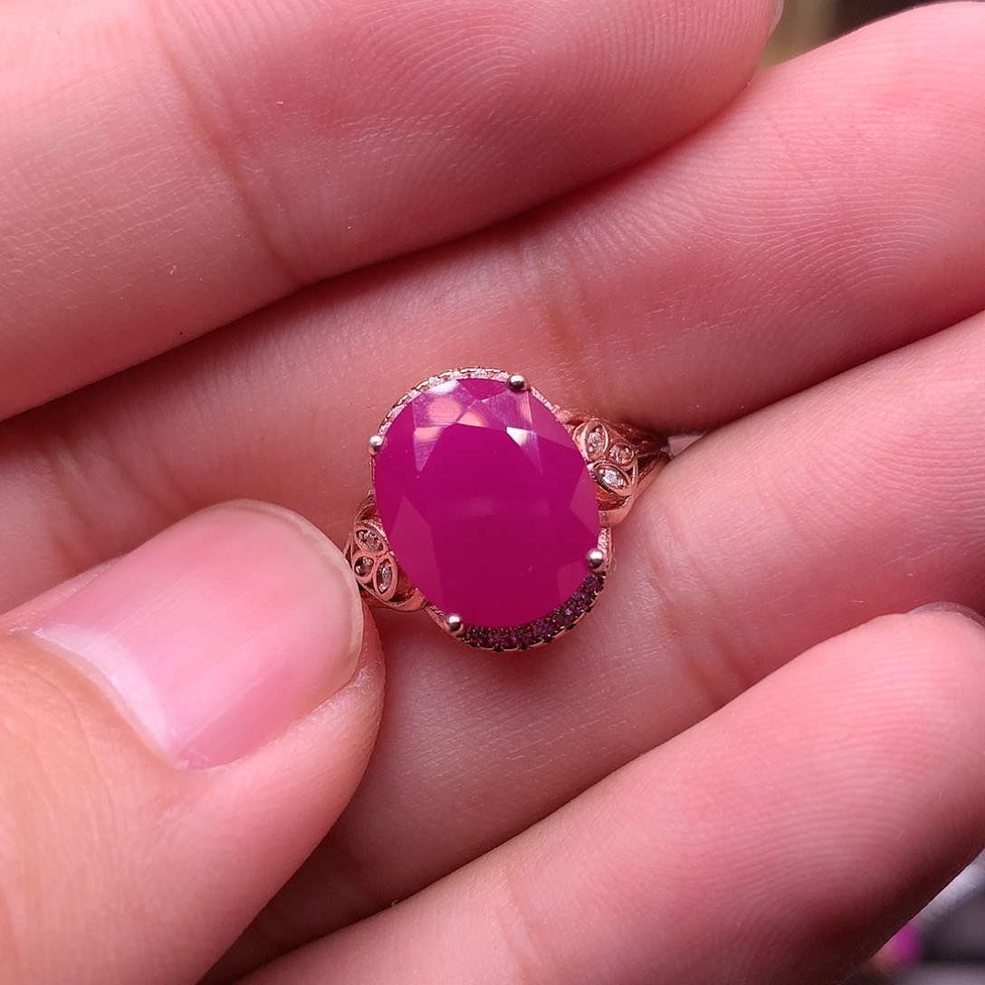 红宝石戒指银S925镶嵌