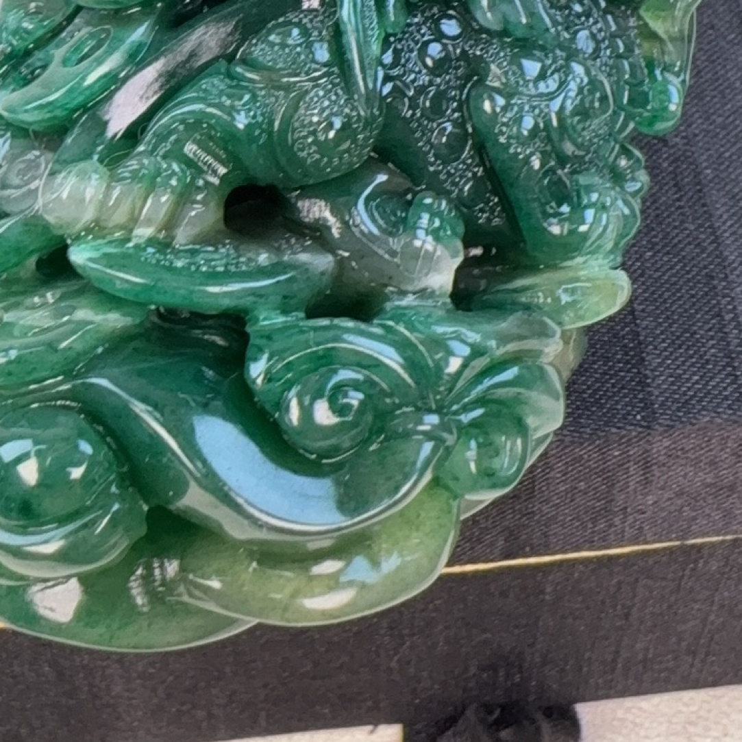 南阳独山玉镂空精雕貔貅手把件辈辈来财油绿色手把长106宽57厚42