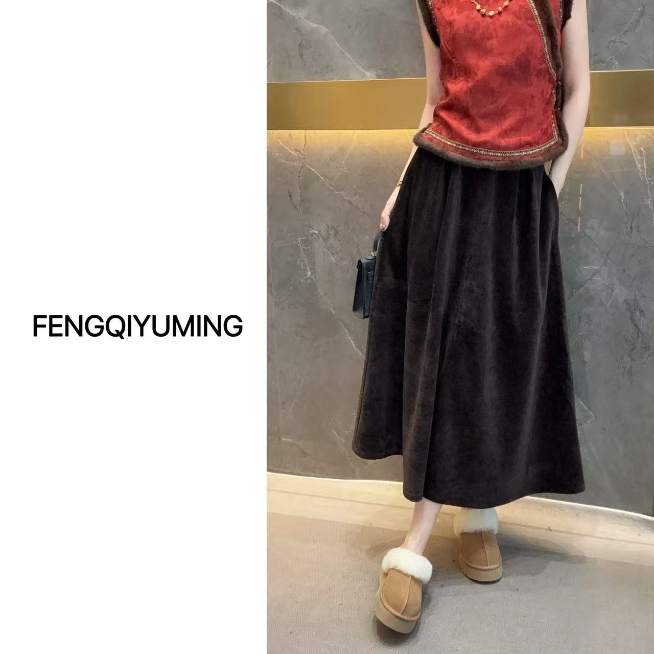 【花苞裙】新中式网红时尚百搭复古加厚半身裙